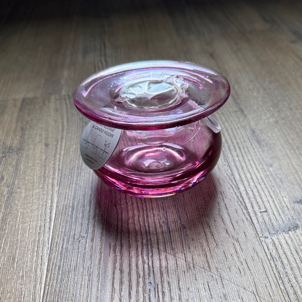 Anthropologie Pink Glass Candle Holder/bud vase